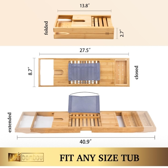 Bamboo Bathtub Caddy Tray - Picture 7 of 11